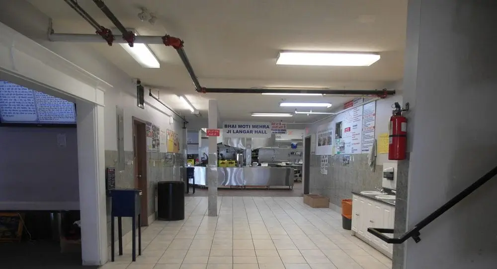 Corridor leading toward the Langar service area.